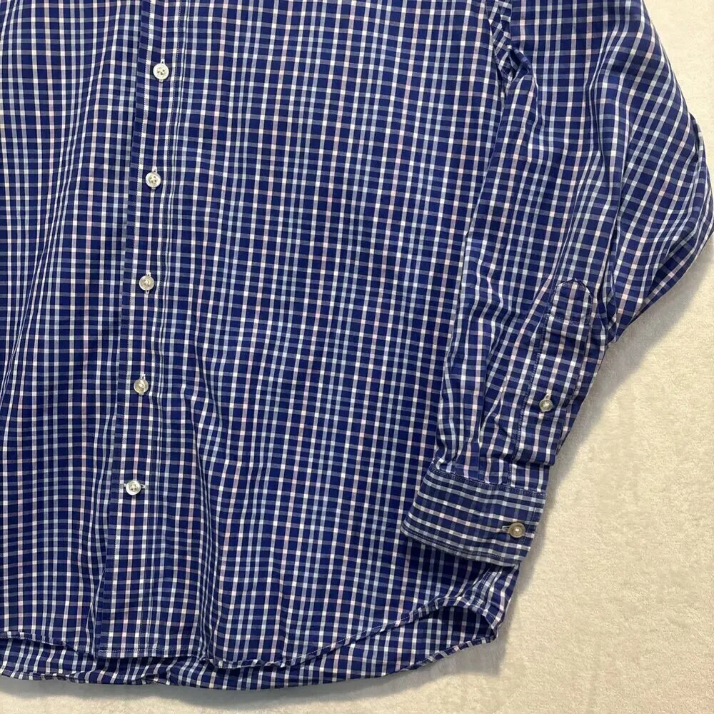 Vineyard Vines Men's Plaid Whale Shirt Button Down Pink Blue Size Large Preppy